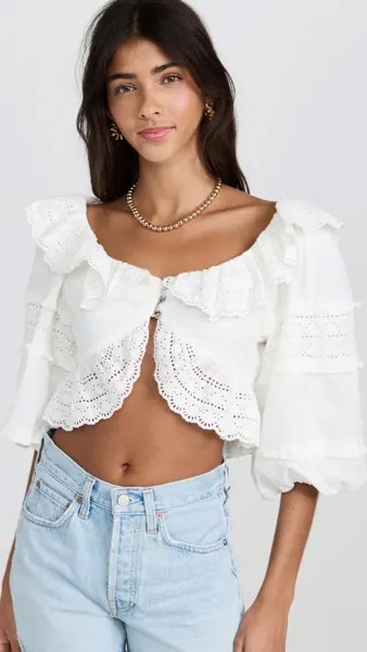 Топ FARM Rio Off-White Lace Crop