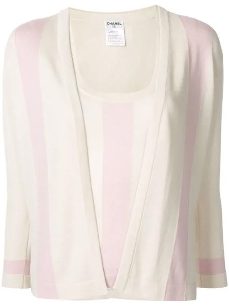 Chanel Pre-Owned расклешенная блузка в полоску