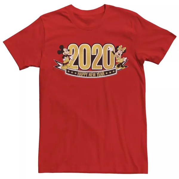 Мужская новогодняя футболка 2020 Микки и Минни Золотая Новогодняя футболка Disney