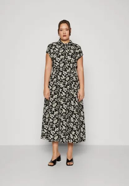 Платье-блузка VMNEWHALLIE LONG DRESS Vero Moda Curve, цвет black/white