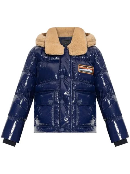 Dsquared2 пуховик с нашивкой-логотипом DSQUARED2, синий