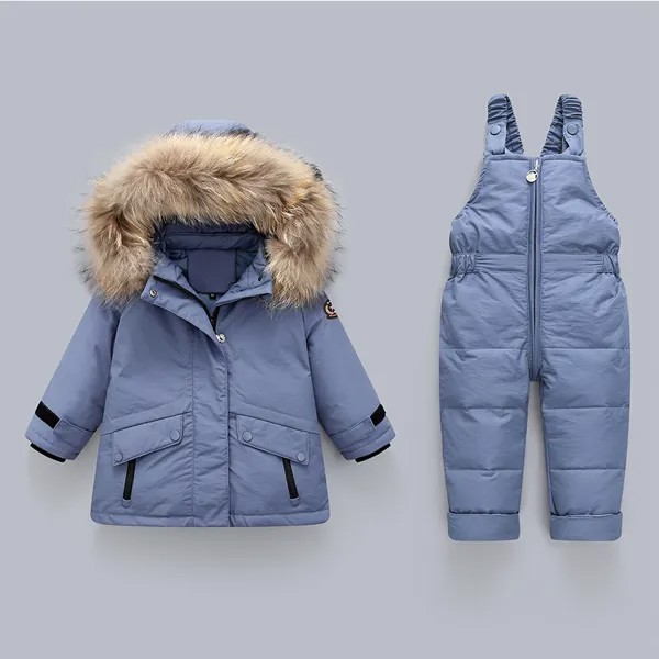 Детский пуховик с натуральным мехом, на мальчика и девочку, теплый комбинезон, для русской зимы, до-30 ℃, 2022