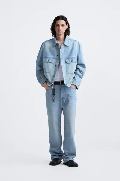 Прямые джинсы ZARA, синий