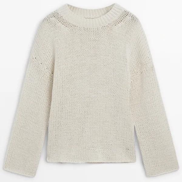 Джемпер Massimo Dutti Crew Neck Knit, кремовый