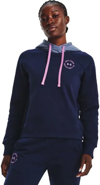 Толстовка женская Under Armour Rival Fleece Cb Hoodie синяя XS