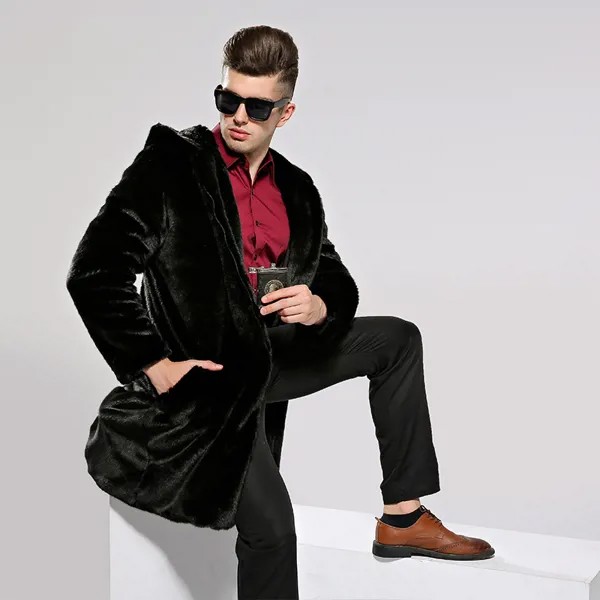 Теплая зимняя куртка из искусственного меха, мужское длинное пальто из норки, Европейская и американская мода и теплая, оптовая цена от производителя