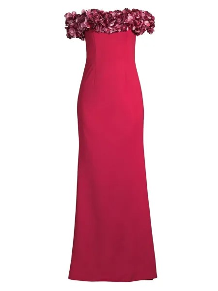 Платье-колонна с вырезом-лепестком и открытыми плечами Basix, красный