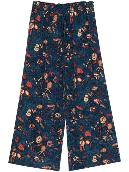 Ulla Johnson Sawyer wide-leg silk trousers, синий
