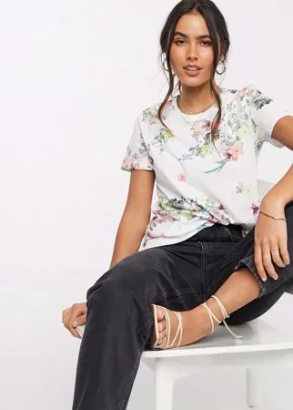 Приталенная футболка цвета слоновой кости Ted Baker-Белый