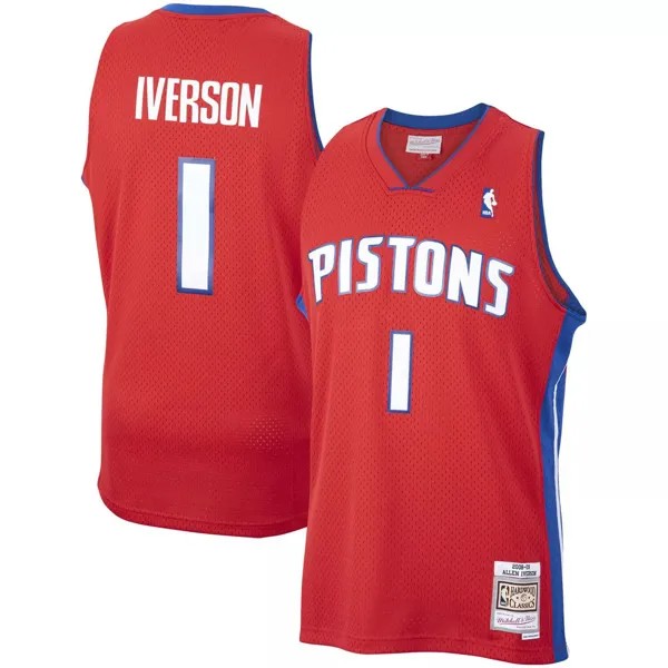 Мужская майка Mitchell & Ness Allen Iverson Red Detroit Pistons 2008-09 Hardwood Classics Swingman