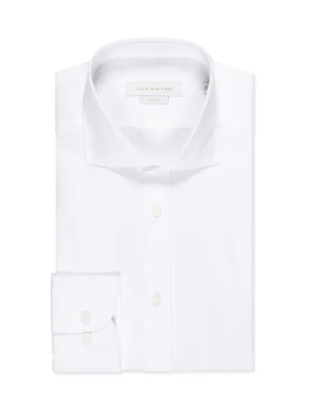 Рубашка приталенного кроя из чистого хлопка Luca D'Altieri, белый