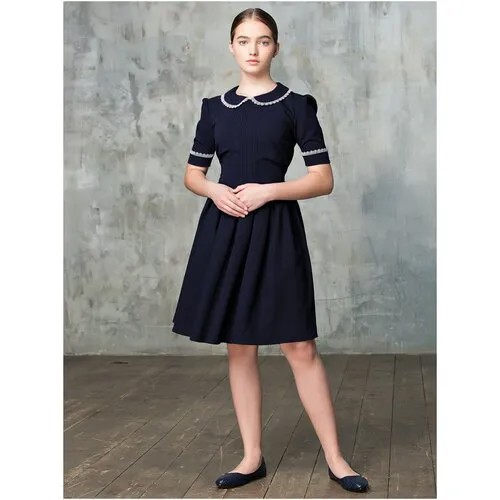 Школьное платье Alisia Fiori, размер 164-170, синий, белый