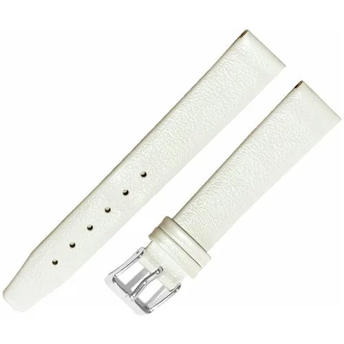 Ремешок 1603-01-1-0 Classic Белый кожаный ремень 16 мм для часов наручных из натуральной кожи женский гладкий матовый