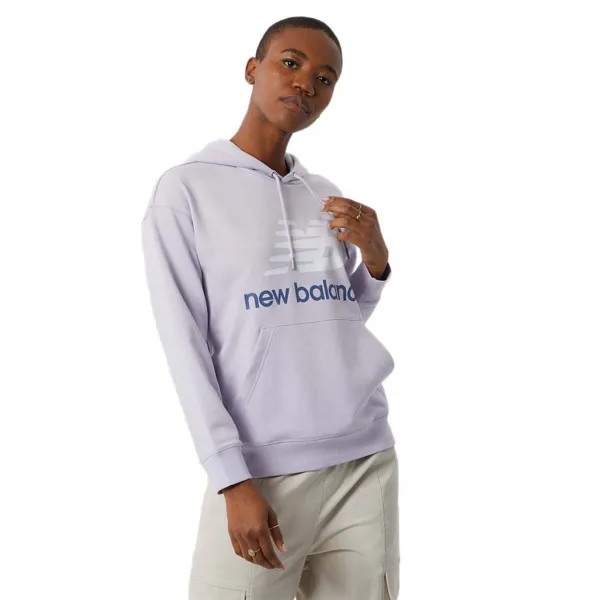 Худи New Balance Essentials Stacked Logo Oversized, фиолетовый