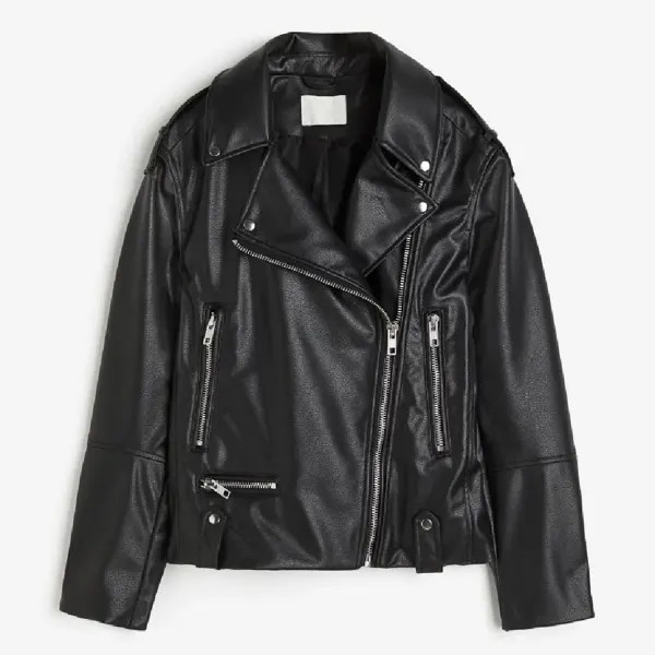 Куртка H&M Coated Biker, черный