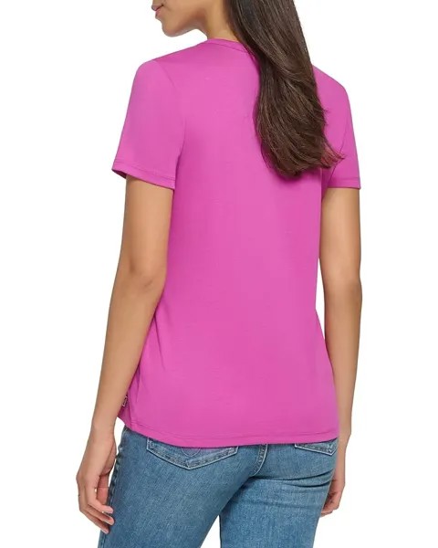 Футболка Calvin Klein Jewel Neck Keyhole Cut-Out Knit Tee, цвет Shocking Pink