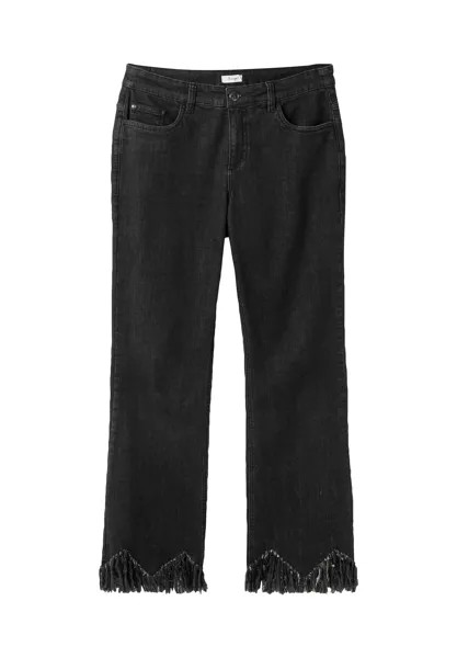 Джинсы с зигзагообразным краем с бахромой sheego, цвет Black Denim