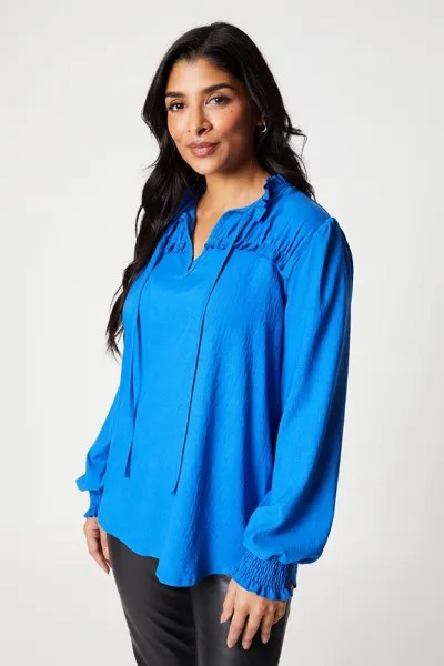 Миниатюрная блузка с оборкой на шее Wallis, синий