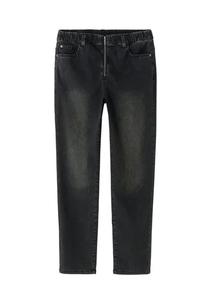 Джинсы без застежки с V-образной вставкой sheego, цвет Black Denim