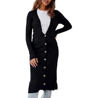 Женское черное женское платье-свитер на пуговицах в рубчик Free People XS BHFO 5834