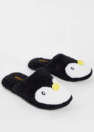 Черные слиперы-мюли в виде пингвинов Truffle Collection-Черный цвет