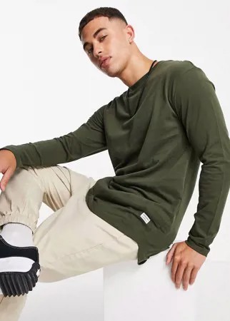 Лонгслив из органического хлопка цвета хаки Jack & Jones Essentials-Зеленый цвет