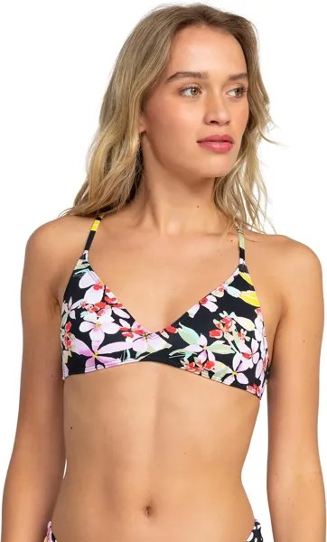 Купальный топ Roxy Beach Classics Athletic Bikini Top, цвет Anthracite New Life