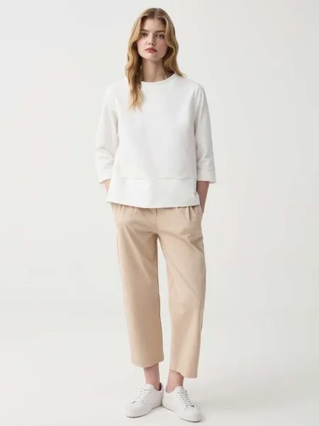 Укороченные брюки-сигареты на пуговицах Hybrid, цвет light beige