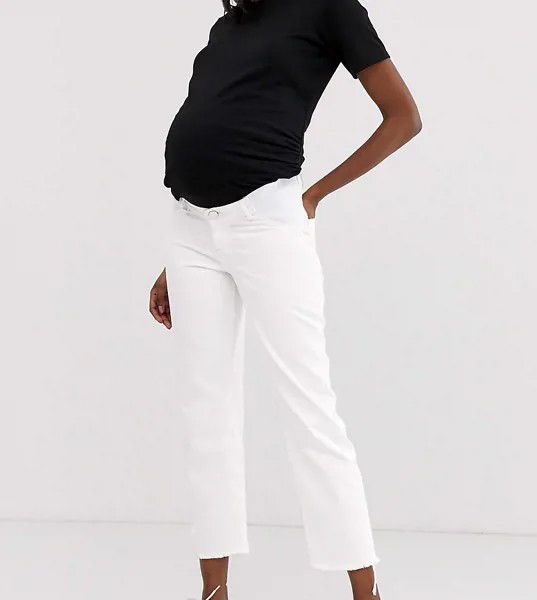 Белые джинсы прямого кроя со вставками на поясе ASOS DESIGN Maternity florence-Белый