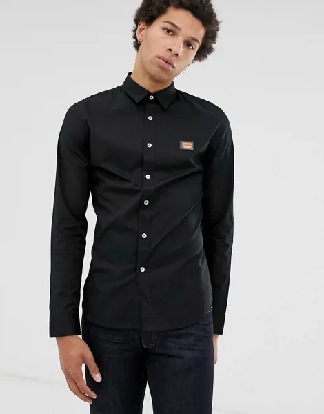 Рубашка с длинными рукавами и металлическим логотипом Love Moschino-Черный
