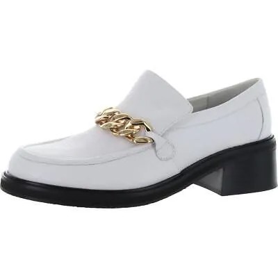 Aqua Womens Lena White Leather Penny Loafers Shoes 10 Medium (B,M) BHFO 4654