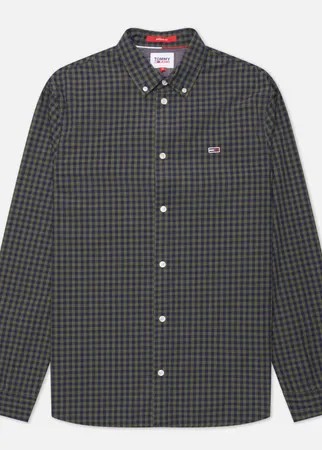 Мужская рубашка Tommy Jeans Heather Gingham, цвет оливковый, размер XXL