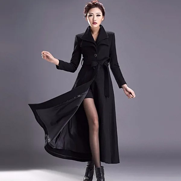Женское длинное шерстяное пальто, Корейская парка, облегающее шерстяное пальто, утепленное пальто, зима 2021