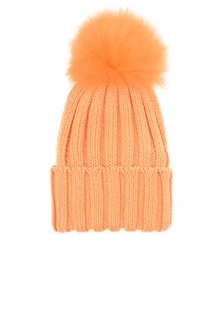 Оранжевая шапка с меховым помпоном Catya