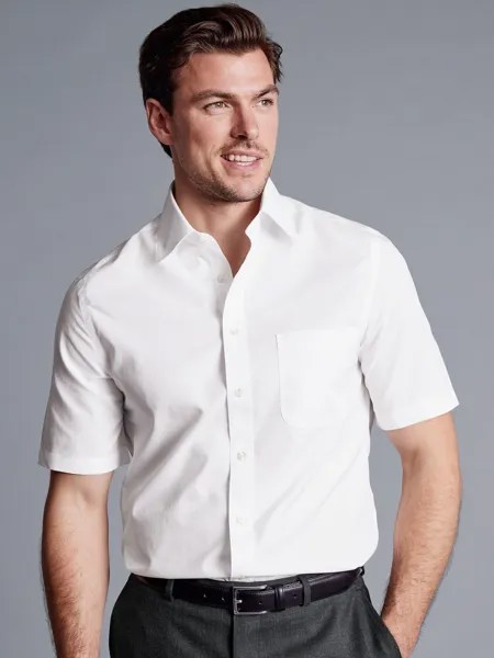 Рубашка из поплина с короткими рукавами Charles Tyrwhitt, белая