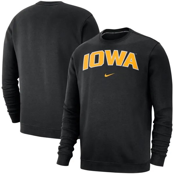 Мужской черный флисовый свитшот Iowa Hawkeyes Club Nike