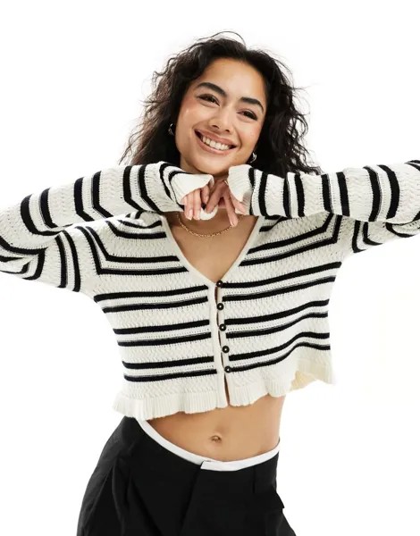 Вязаный кардиган в фактурную полоску ASOS DESIGN