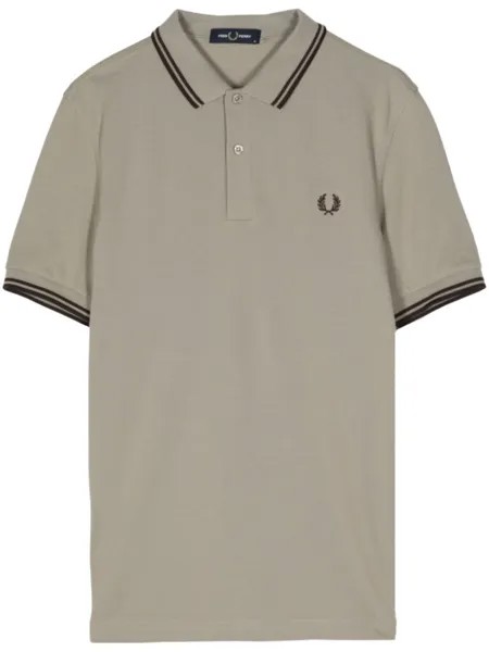 Хлопковая рубашка-поло с вышитым логотипом Fred Perry, бежевый
