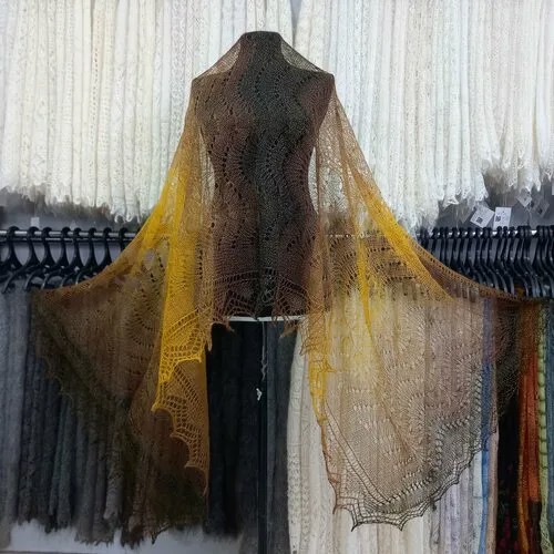 Палантин Орчанка,200х80 см, горчичный