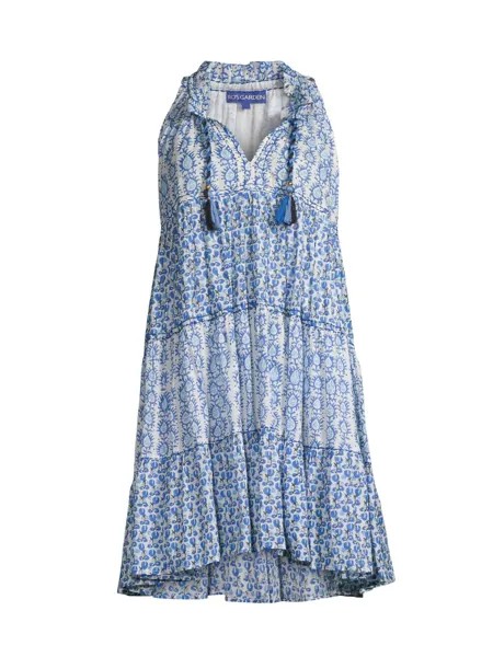 Мини-платье Sofie с геометрическим рисунком и кисточками Ro's Garden, синий
