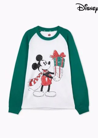 Пижамный лонгслив с новогодним принтом Disney Gloria Jeans