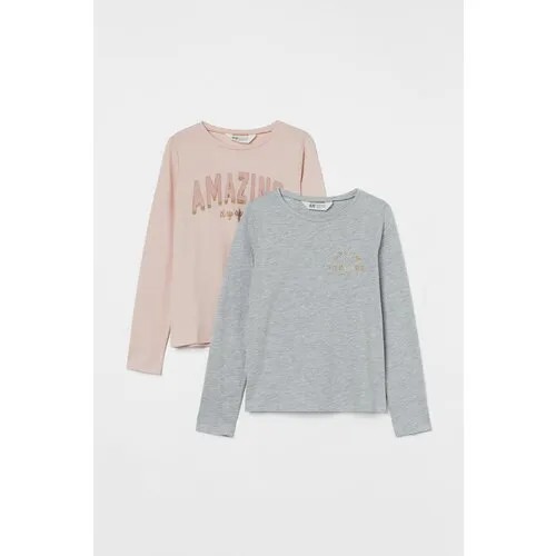 Лонгслив H&M, 2шт., размер 134/140, розовый, серый