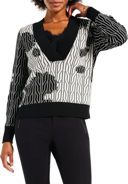 Миниатюрный свитер с глубоким вырезом и сумерками NIC+ZOE, цвет Black Multi