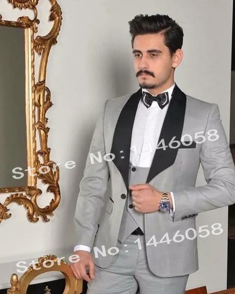 SZ Elegant 3 шт. мужские свадебные костюмы 2018, классический светло-серый цвет, мужской смокинг