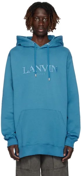 Синий худи с вышивкой Нептун Lanvin