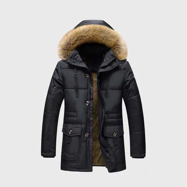 Для мужчины Утепленная куртка с карманом из плюша с отделкой с капюшоном термический