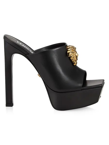 Кожаные мюли на платформе La Medusa 140 мм Versace, черный