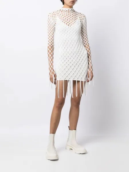 Сетчатое платье мини Dion Lee, белый