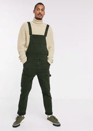Свободный джинсовый комбинезон цвета хаки ASOS DESIGN-Зеленый