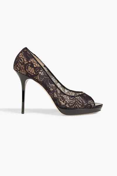 Туфли Luna на кружевной платформе со шнурком JIMMY CHOO, черный